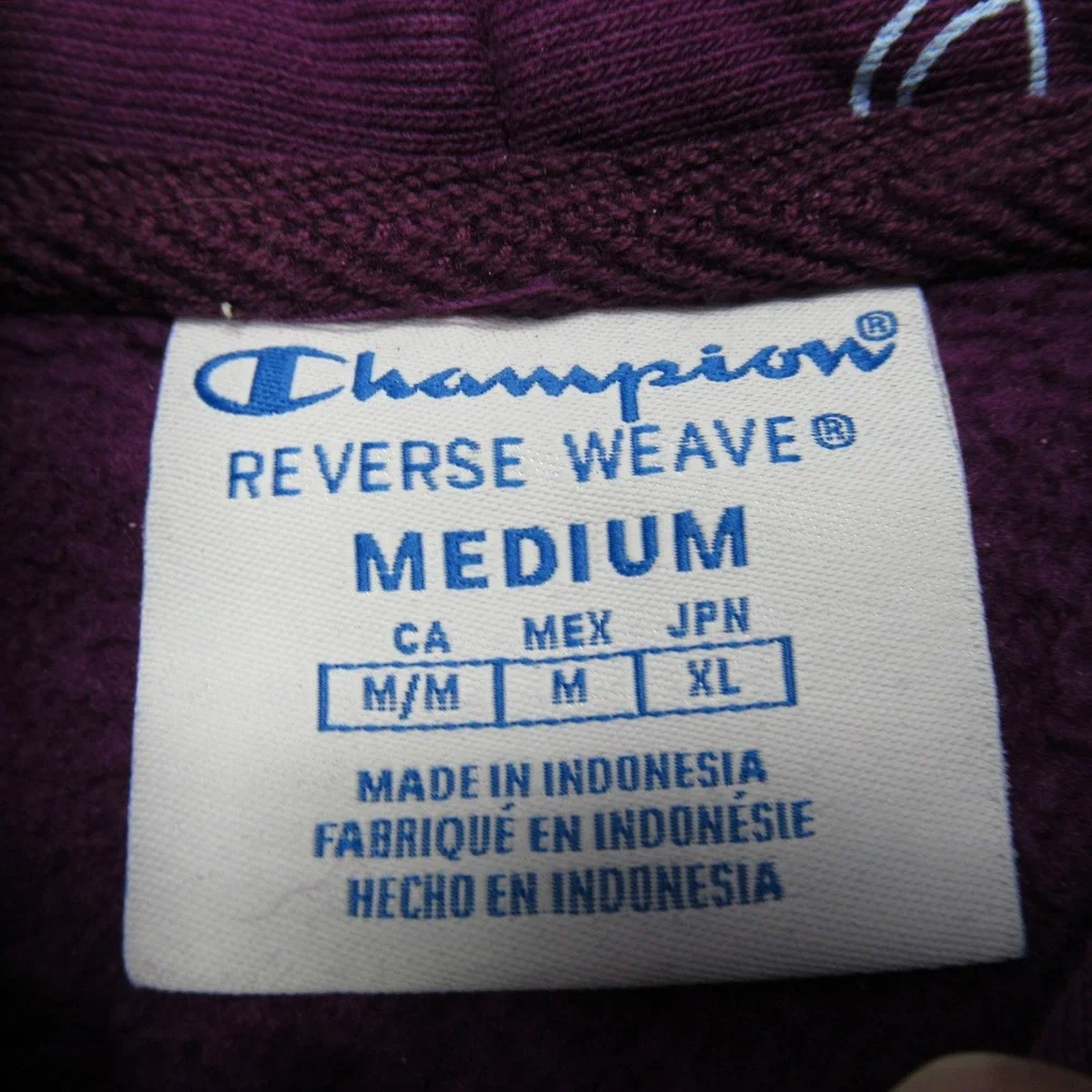 Champion Hoodie Womens Medium Purple All Over Print Reverse Weave Heavyweight - Picture 4 of 12